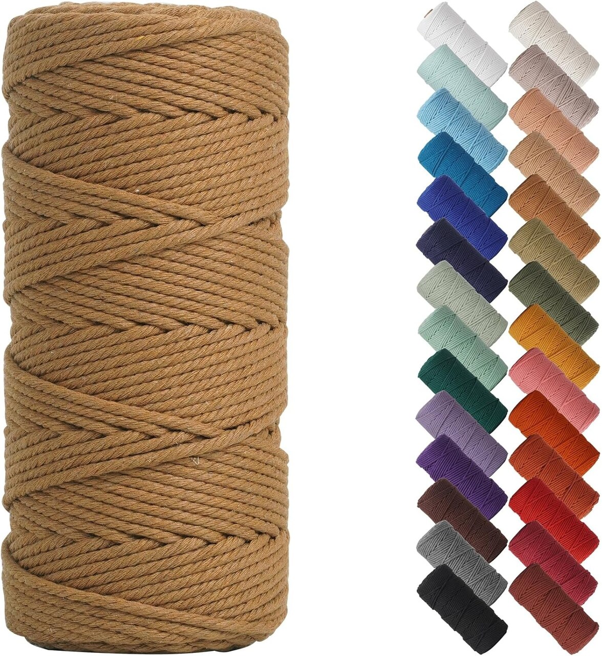 3mm x 109 Yards Natural Macrame Cord, Beige Cotton Rope for Wall Hangings, Plant Hangers, DIY Crafts & Knitting
